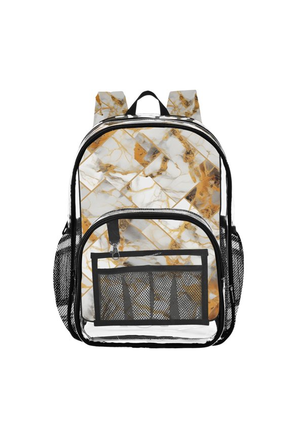 Clear Backpack Marble Golden PVC Transparent BookBag