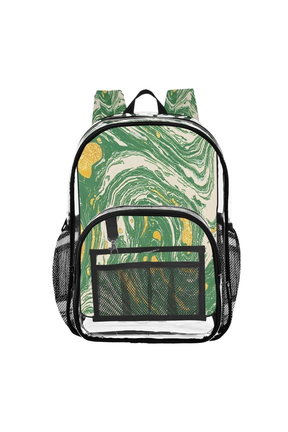 Clear Backpack Marble Green PVC Transparent BookBag