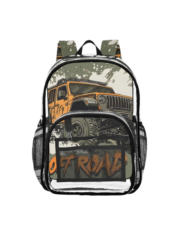 Clear Backpack Monster Truck Off Road PVC Transparent BookBag