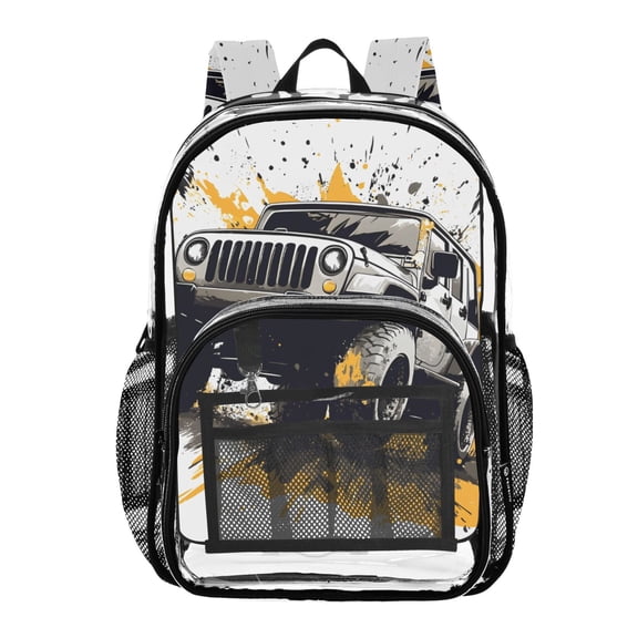 ALAZA Clear Backpack Monster Truck PVC Transparent BookBag