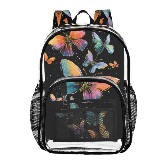ALAZA Clear Backpack Multicolor Butterfly PVC Transparent BookBag