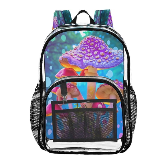 ALAZA Clear Backpack Mushrooms Bohomia PVC Transparent BookBag