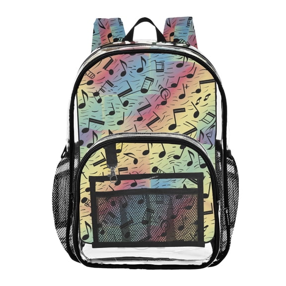 ALAZA Clear Backpack Musical Notes in Rainbow PVC Transparent BookBag