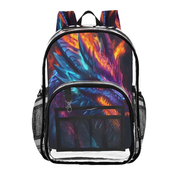 ALAZA Clear Backpack Neon Abstract Dragon PVC Transparent BookBag