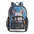 thumbnail image 1 of ALAZA Clear Backpack Oil Paint Dog Astronaut PVC Transparent BookBag, 1 of 7