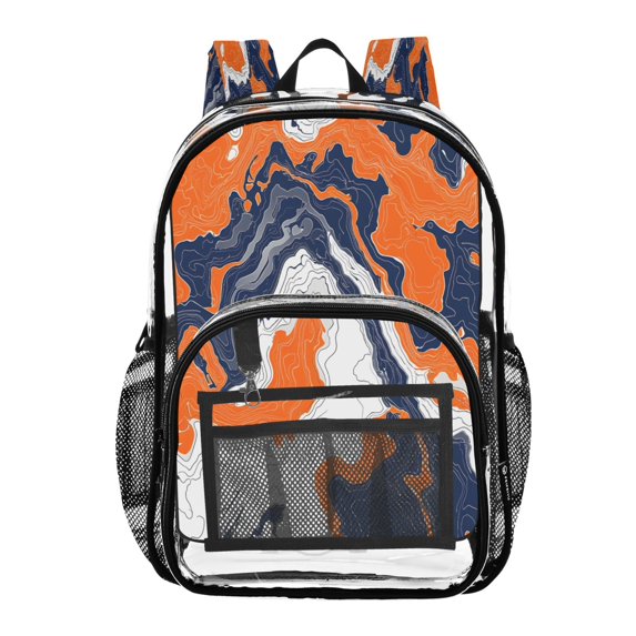 ALAZA Clear Backpack Orange Tie Dye Marble PVC Transparent BookBag