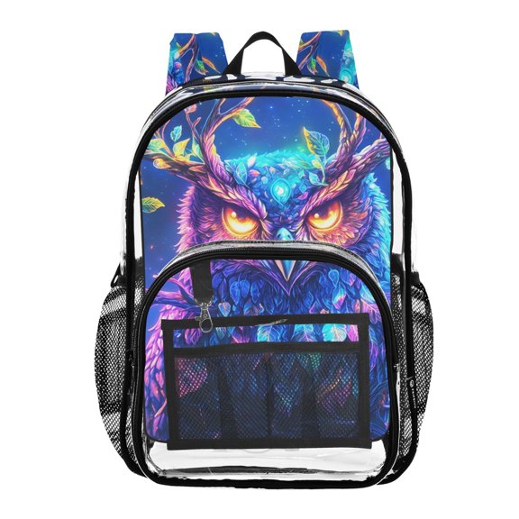 ALAZA Clear Backpack Owl Eyes at Night PVC Transparent BookBag