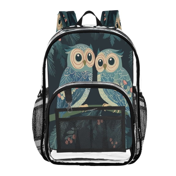 ALAZA Clear Backpack Owls Mandala PVC Transparent BookBag