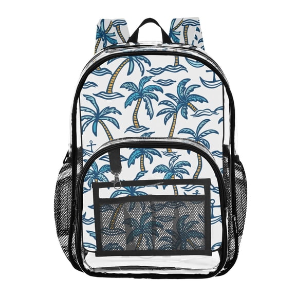 ALAZA Clear Backpack Palm Trees and Spear PVC Transparent BookBag