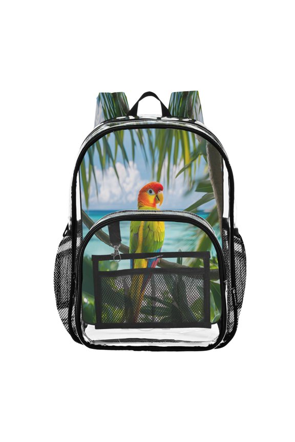 Clear Backpack Parrot in Summer PVC Transparent BookBag