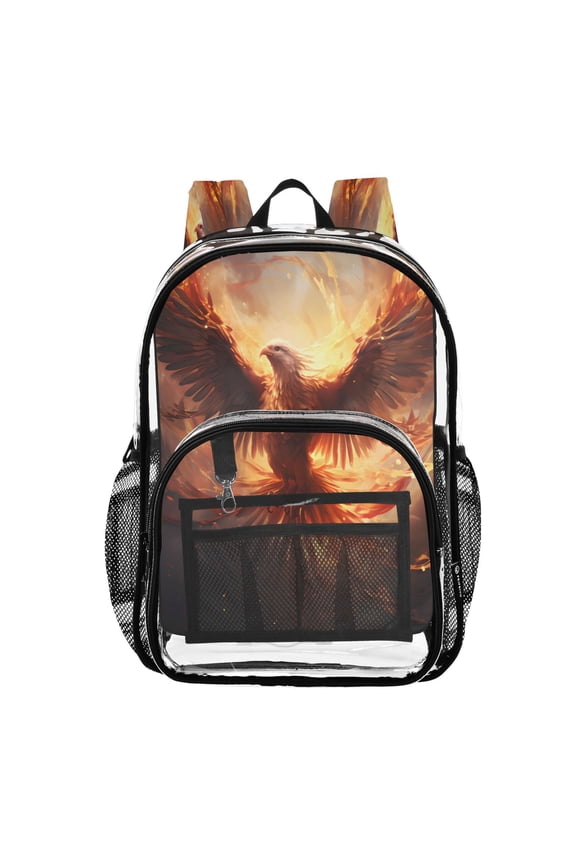 Clear Backpack Phoenix Flying PVC Transparent BookBag