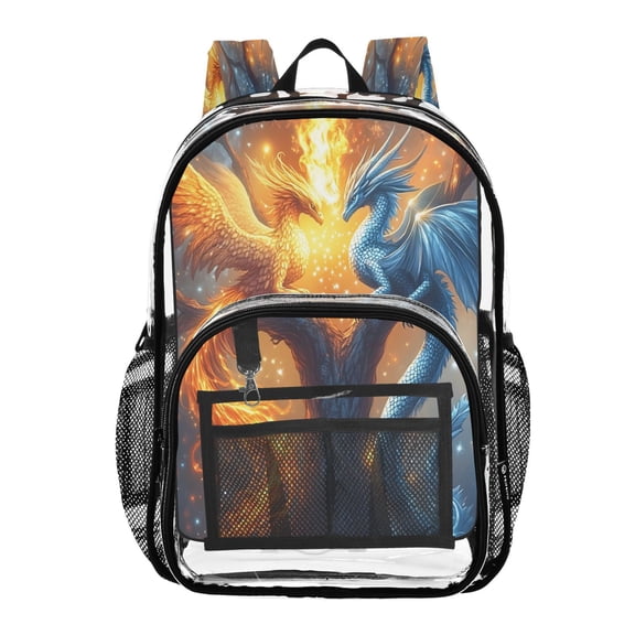 ALAZA Clear Backpack Phoenix Ice and Fire PVC Transparent BookBag