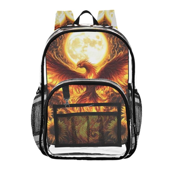 ALAZA Clear Backpack Phoenix Sunflower PVC Transparent BookBag