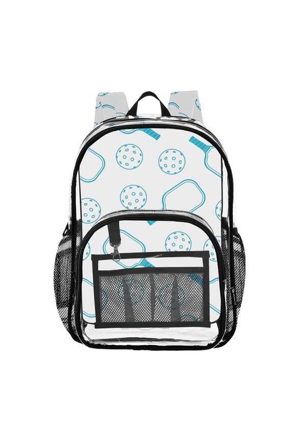 Clear Backpack Pickleball Blue PVC Transparent BookBag