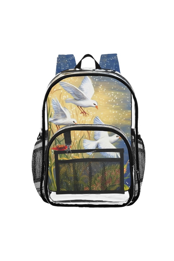 Clear Backpack Pigeon Oil Paint PVC Transparent BookBag