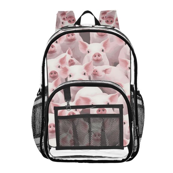 ALAZA Clear Backpack Pigs Pink PVC Transparent BookBag