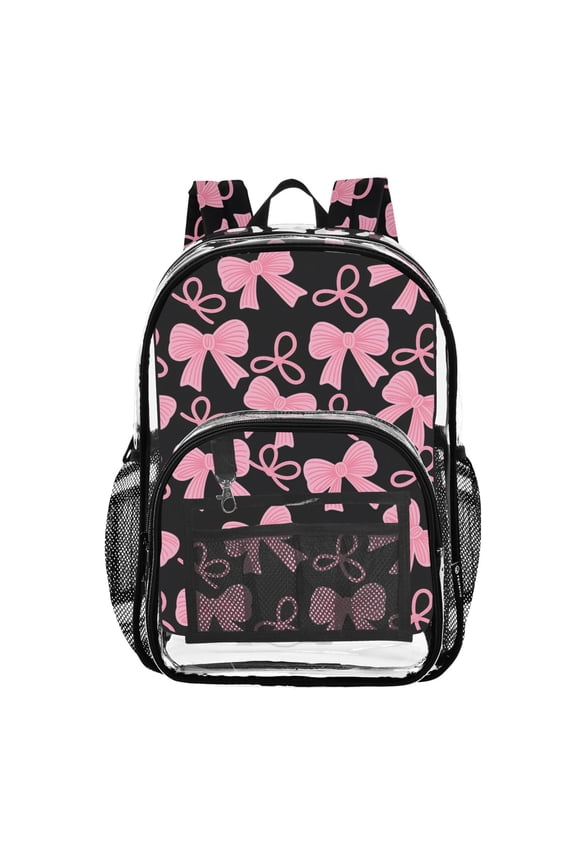 Clear Backpack Pink Bows PVC Transparent BookBag