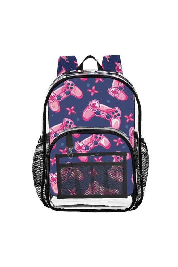 Clear Backpack Pink Handle PVC Transparent BookBag
