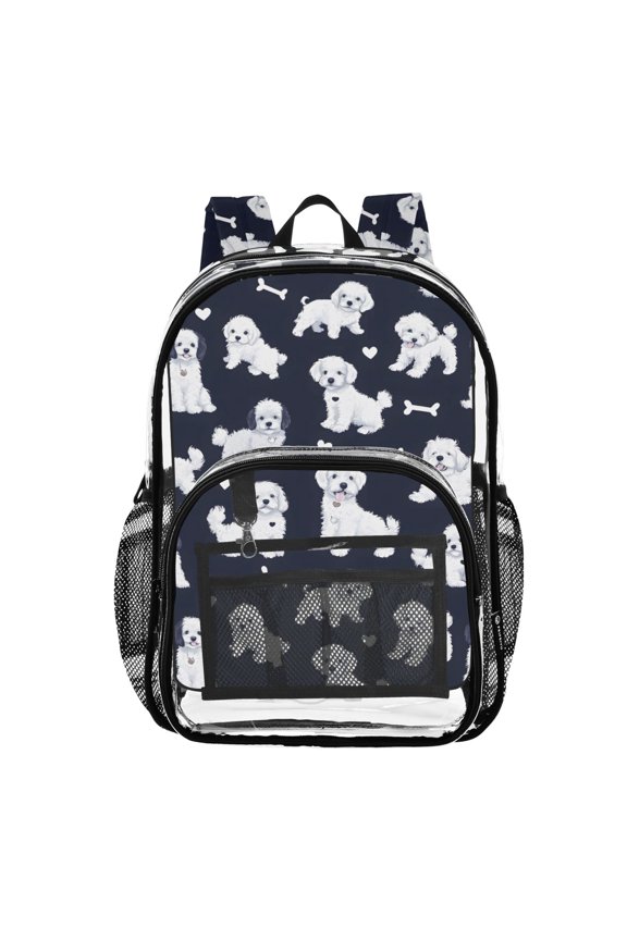 Clear Backpack Puppy Bones PVC Transparent BookBag