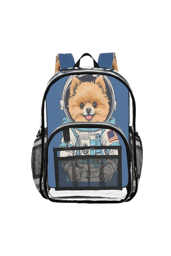 Clear Backpack Puppy Dog Astronaut PVC Transparent BookBag