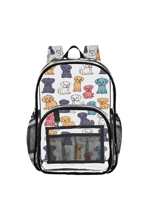 Clear Backpack Puppy Dogs Cartoon PVC Transparent BookBag