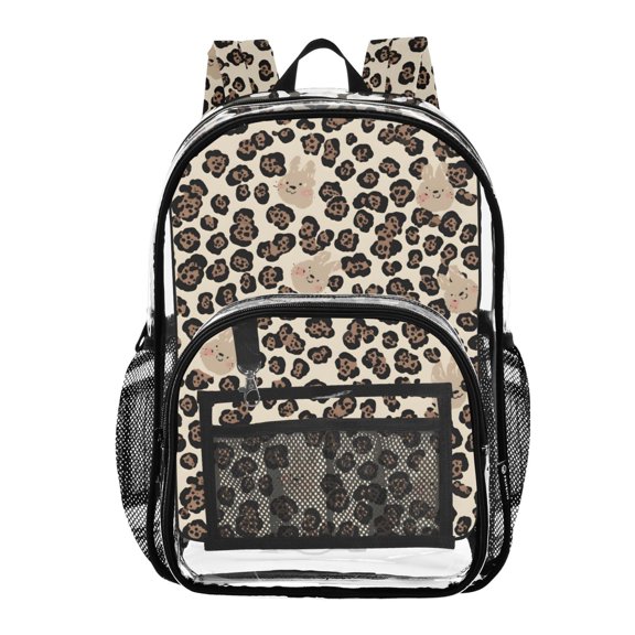 ALAZA Clear Backpack Rabbit in Leopard PVC Transparent BookBag