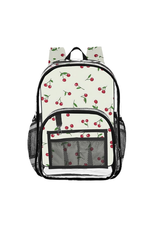 Clear Backpack Red Cherries PVC Transparent BookBag