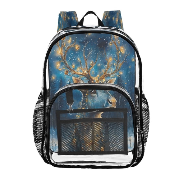 ALAZA Clear Backpack Reindeer Starry Night PVC Transparent BookBag