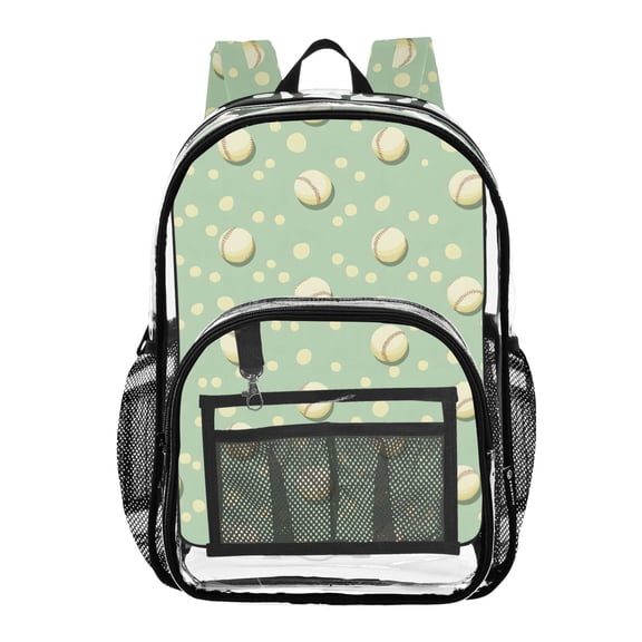 ALAZA Clear Backpack Retro Baseball Polka Dots PVC Transparent BookBag