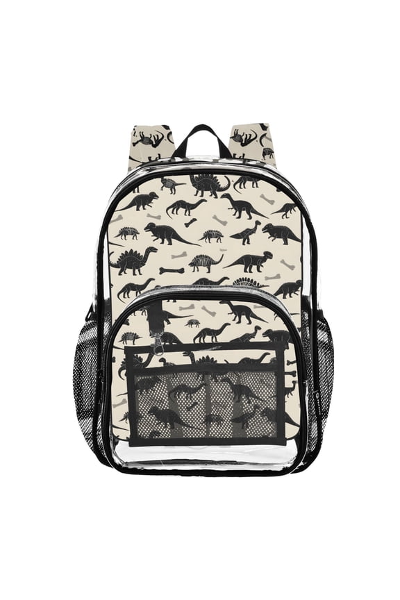 Clear Backpack Retro Dinosaurs PVC Transparent BookBag