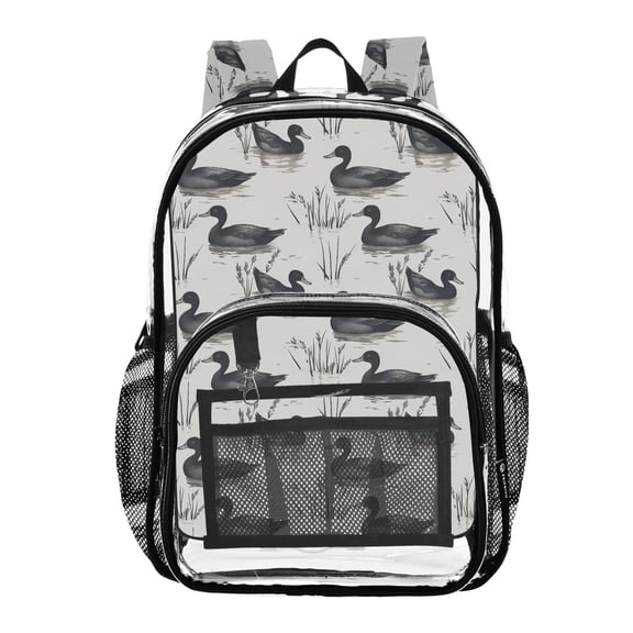 ALAZA Clear Backpack Retro Ducks Swim PVC Transparent BookBag