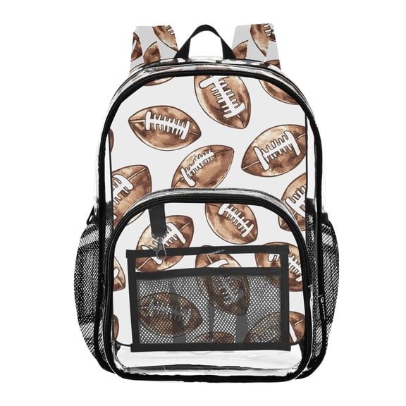 ALAZA Clear Backpack Retro Football PVC Transparent BookBag