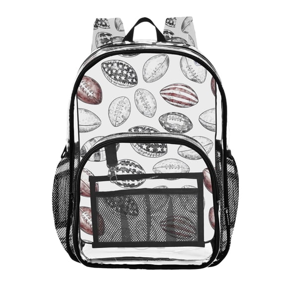 ALAZA Clear Backpack Retro Football Rugby PVC Transparent BookBag
