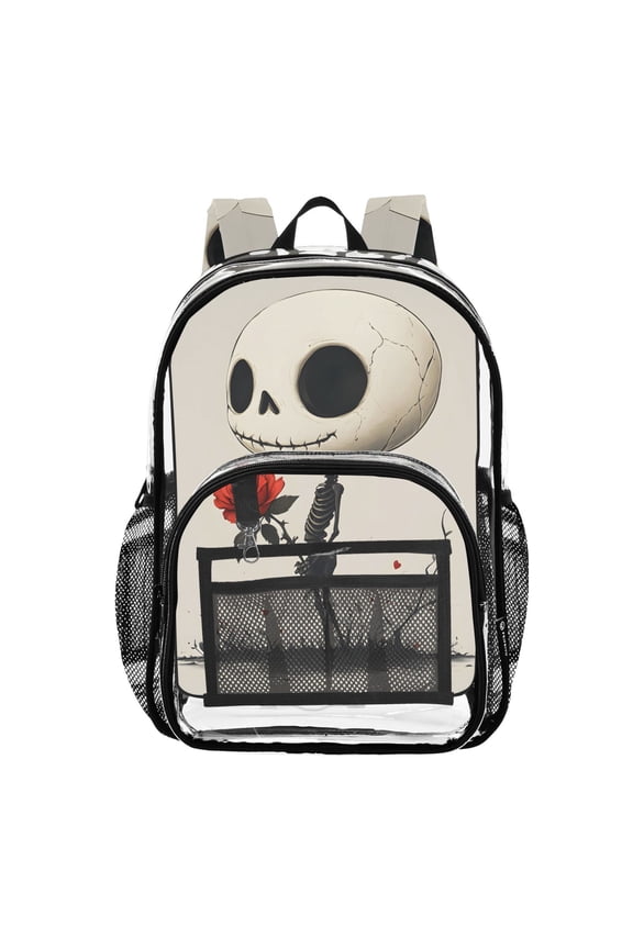 Clear Backpack Retro Skull PVC Transparent BookBag
