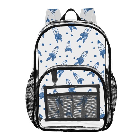 ALAZA Clear Backpack Rockets PVC Transparent BookBag