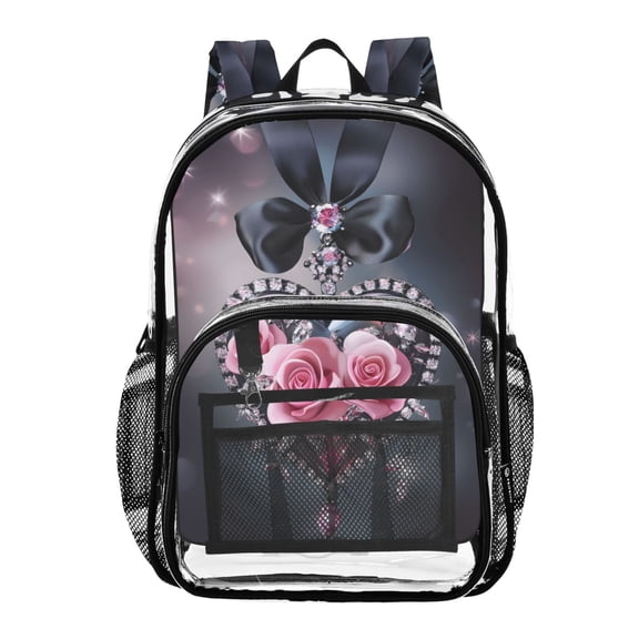 ALAZA Clear Backpack Rose in Heart PVC Transparent BookBag