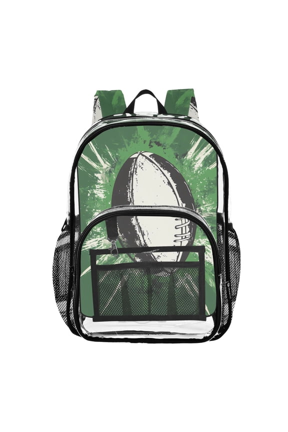 Clear Backpack Rugby Football-a1 PVC Transparent BookBag
