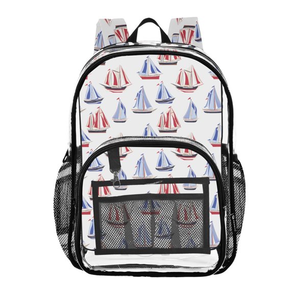 ALAZA Clear Backpack Sailboats PVC Transparent BookBag