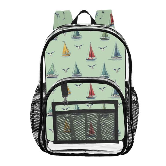 ALAZA Clear Backpack Sailboats Vintage PVC Transparent BookBag