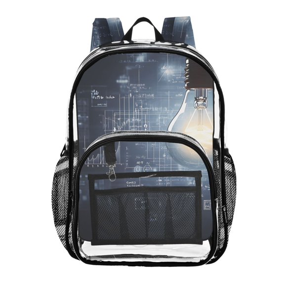 ALAZA Clear Backpack Science Light Bulb PVC Transparent BookBag