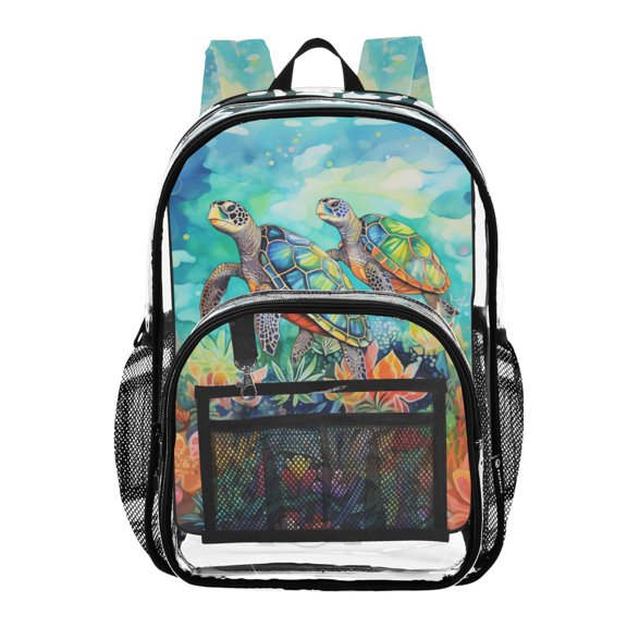 ALAZA Clear Backpack Sea Turtles in Ocean PVC Transparent BookBag