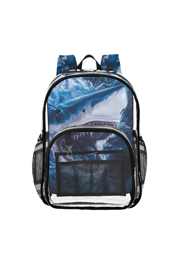 Clear Backpack Shark in Ocean PVC Transparent BookBag