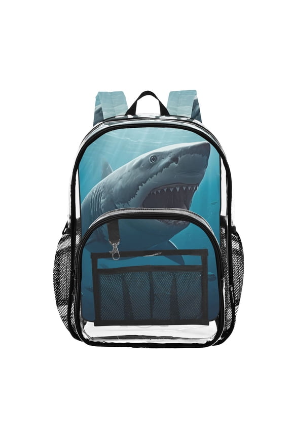 Clear Backpack Shark in Sea-s1 PVC Transparent BookBag
