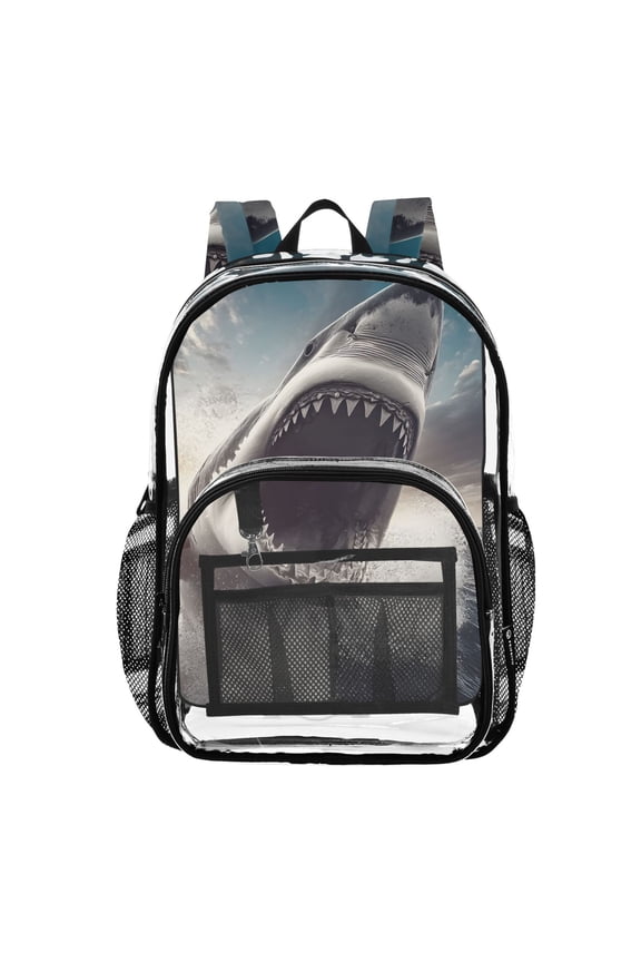 Clear Backpack Shark in Sea-s2 PVC Transparent BookBag