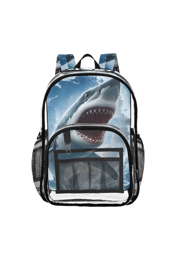 Clear Backpack Shark in Sea-s3 PVC Transparent BookBag