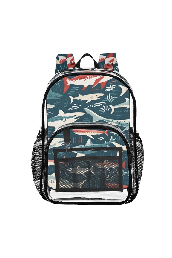 Clear Backpack Sharks PVC Transparent BookBag