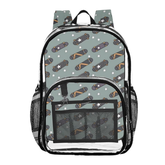 ALAZA Clear Backpack Skateboard Stars PVC Transparent BookBag