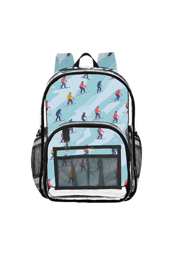 Clear Backpack Skating on Winter PVC Transparent BookBag