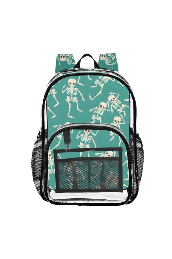 Clear Backpack Skeleton Dancing Skull PVC Transparent BookBag