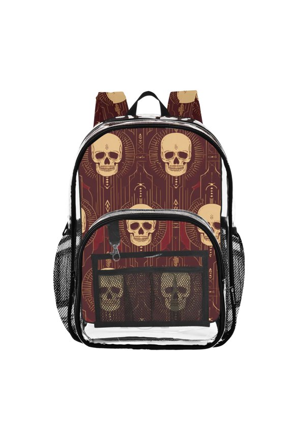 Clear Backpack Skeleton Mandala PVC Transparent BookBag